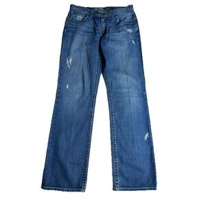 Buckle BKE Tyson Relaxed Fit Straight Leg Mens Distressed Jeans 32L